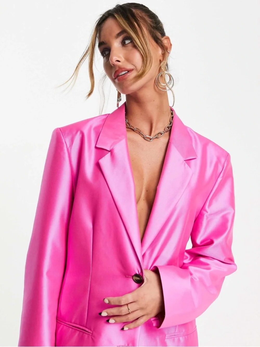 ASOS Design Ultimate Oversized Grandad Blazer in Hot Pink‎ Size 2